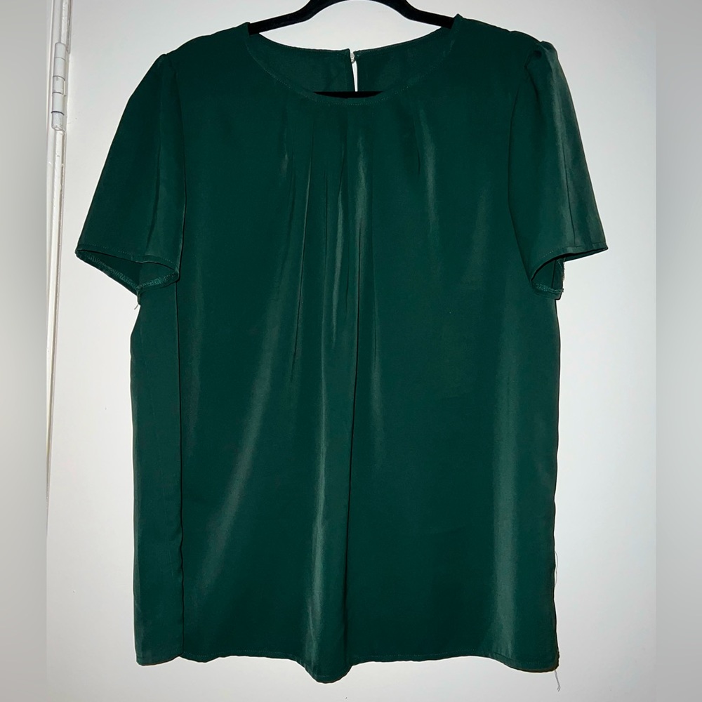 Large dark green office blouse
